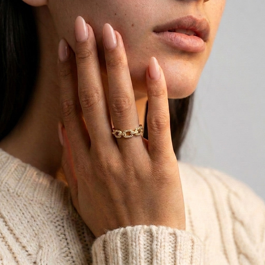Women's Pave Link Ring