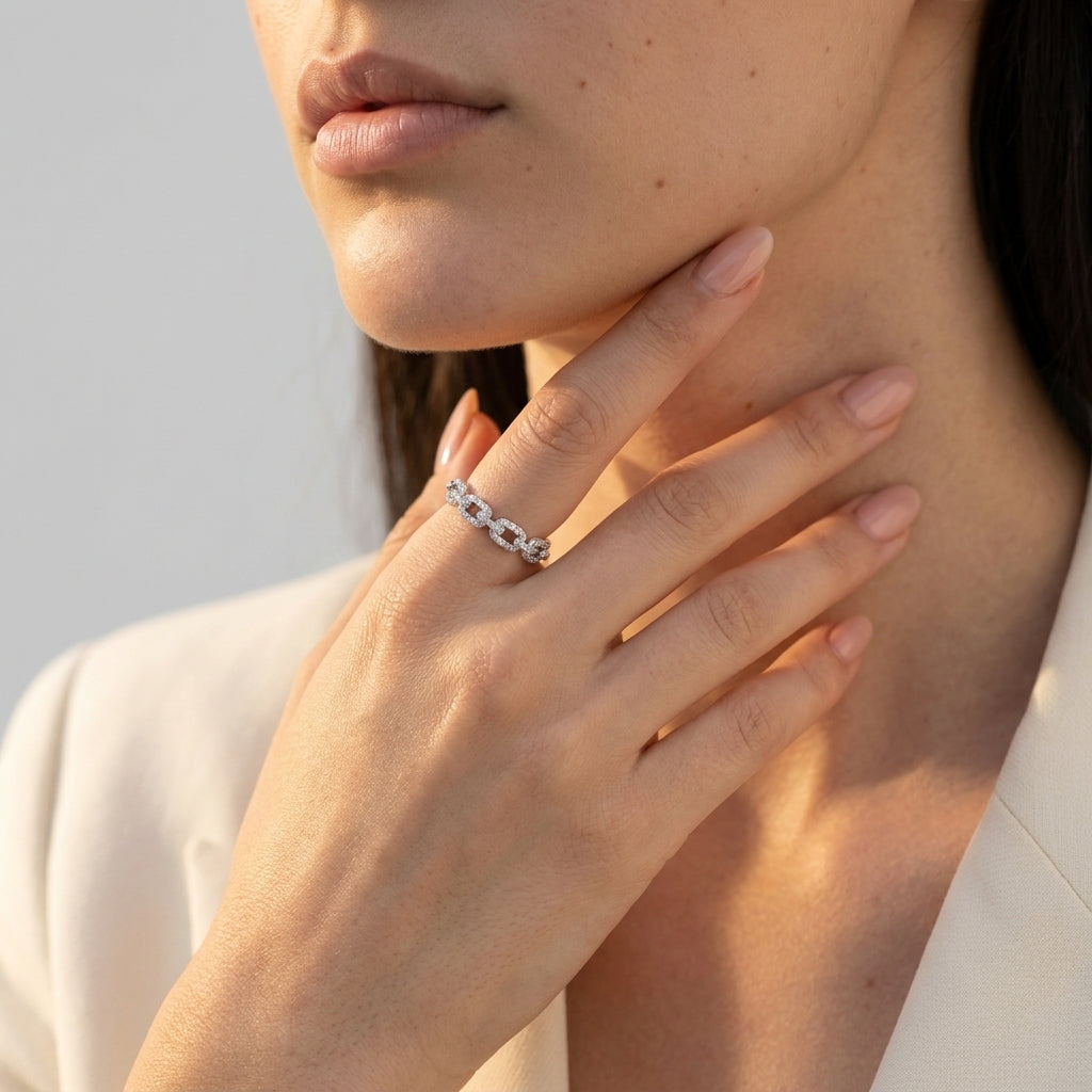 Women's Pave Link Ring