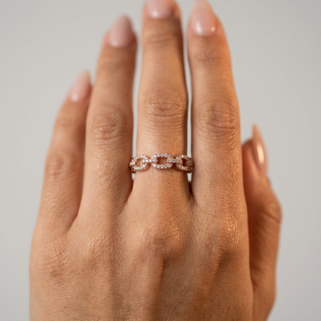 Women's Pave Link Ring