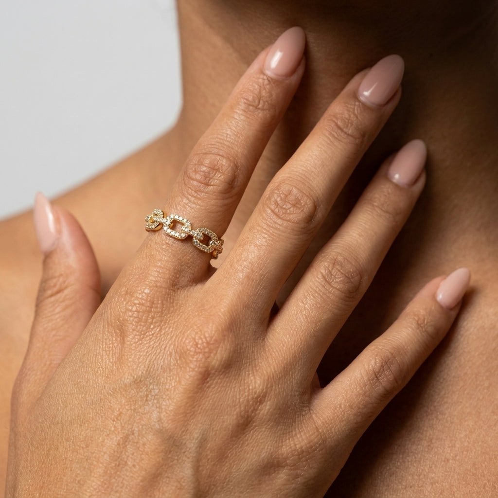 Women's Pave Link Ring