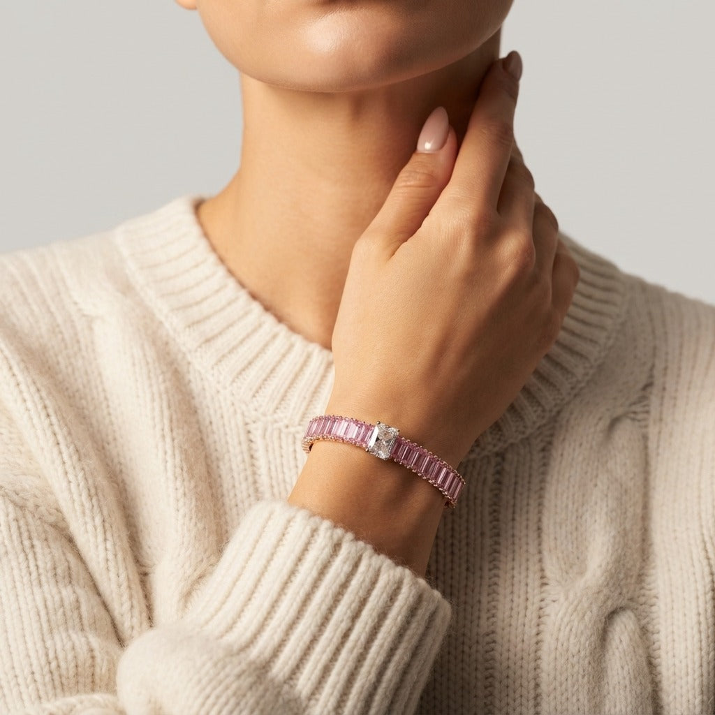 Women's Pink Stone Tennis Bracelet