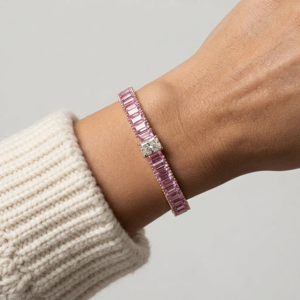Women's Pink Stone Tennis Bracelet