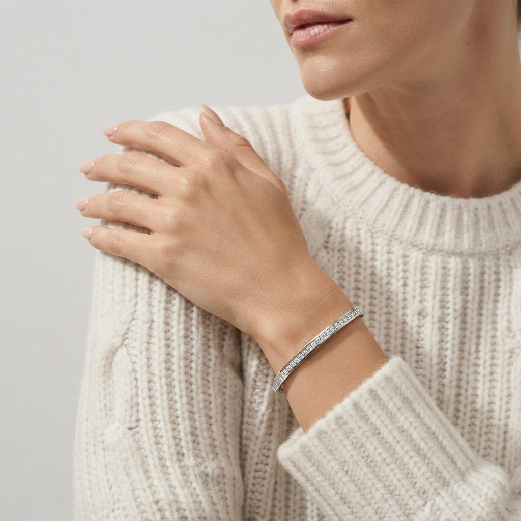 Women's Polished Crystal Bangle