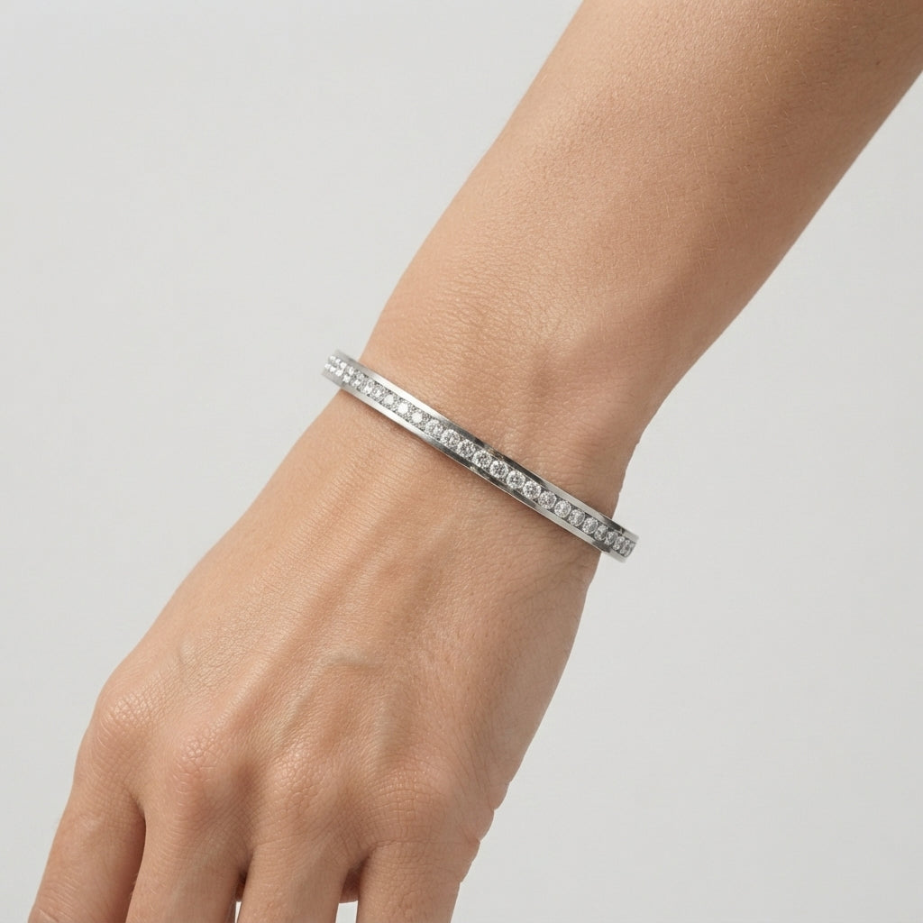 Women's Polished Crystal Bangle
