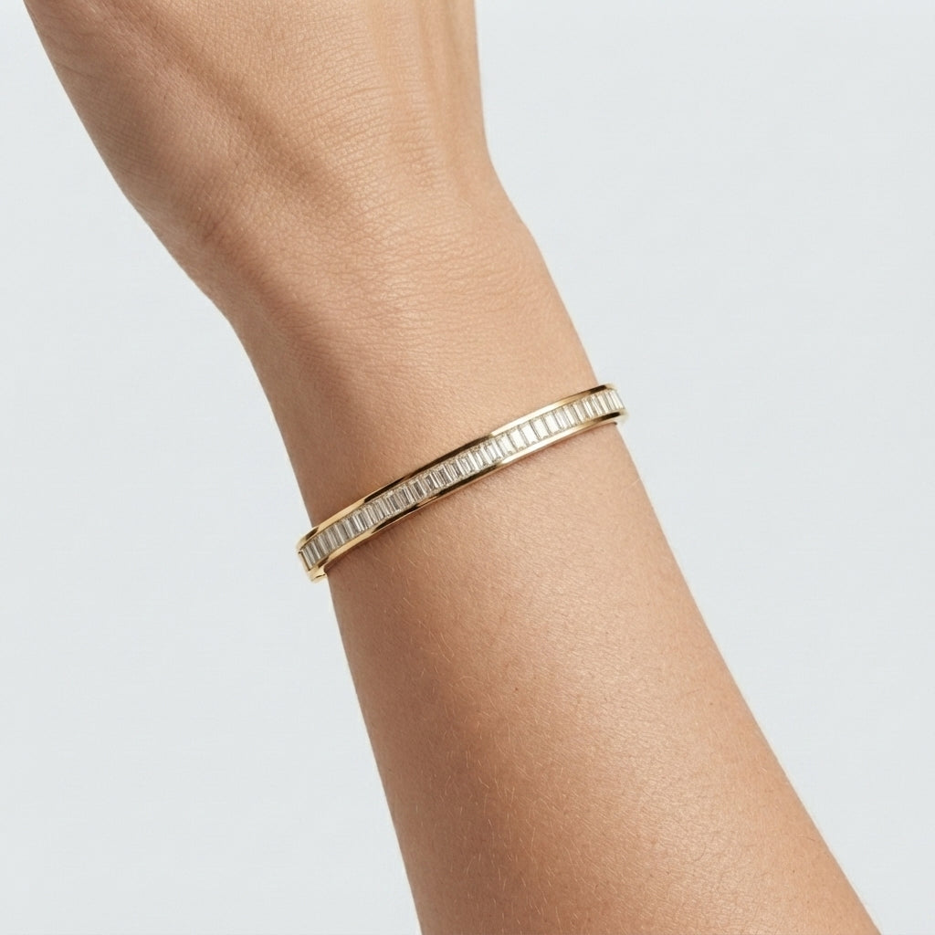 Women's Polished Crystal Bangle