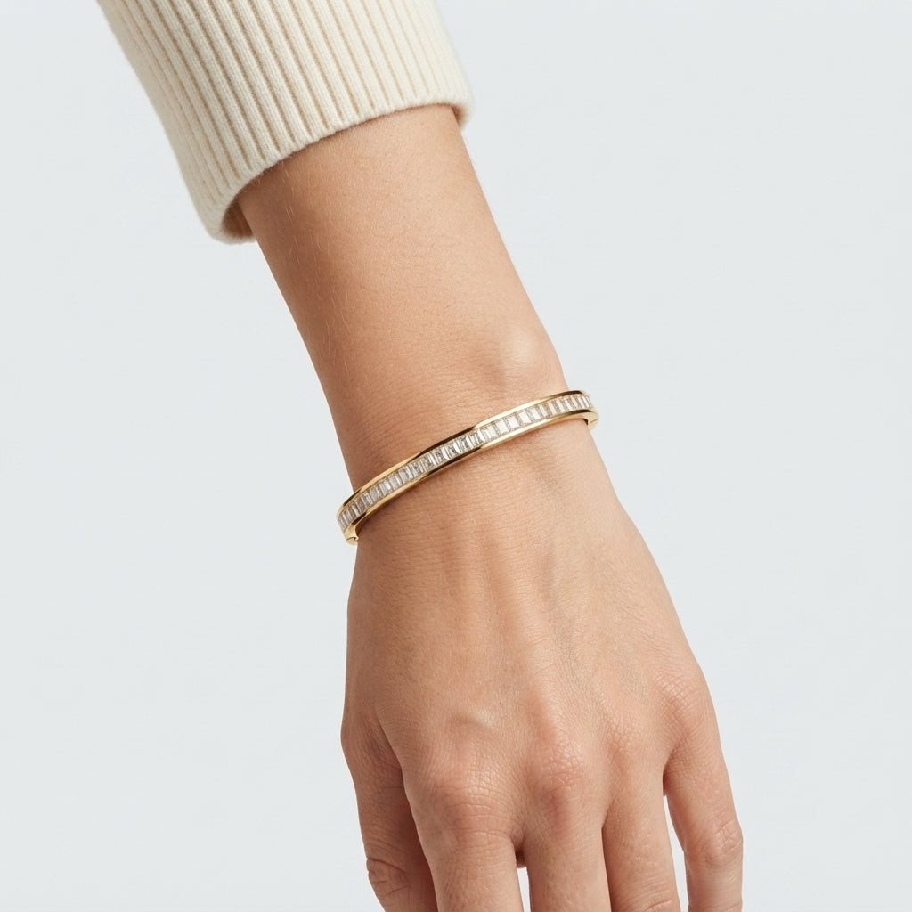 Women's Polished Crystal Bangle
