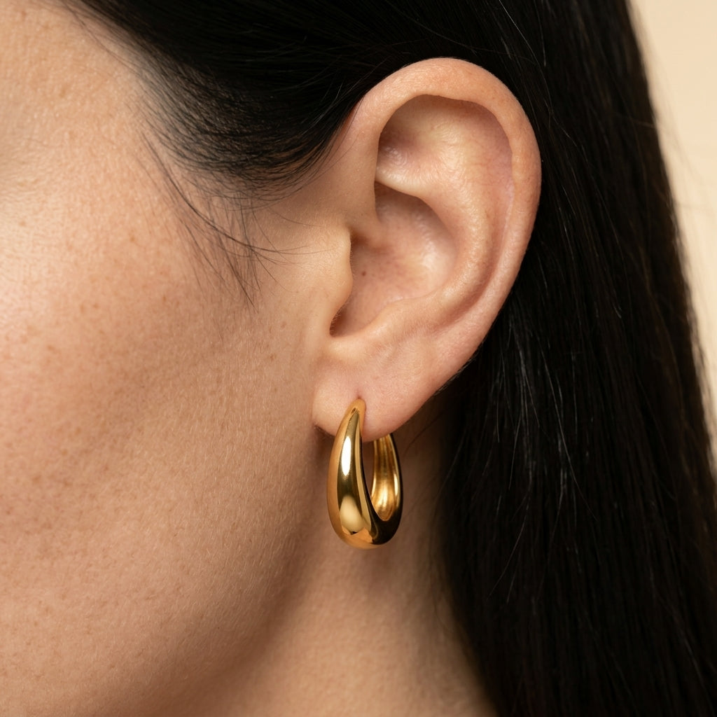 Women's Polished Dome Huggie Hoop Earrings