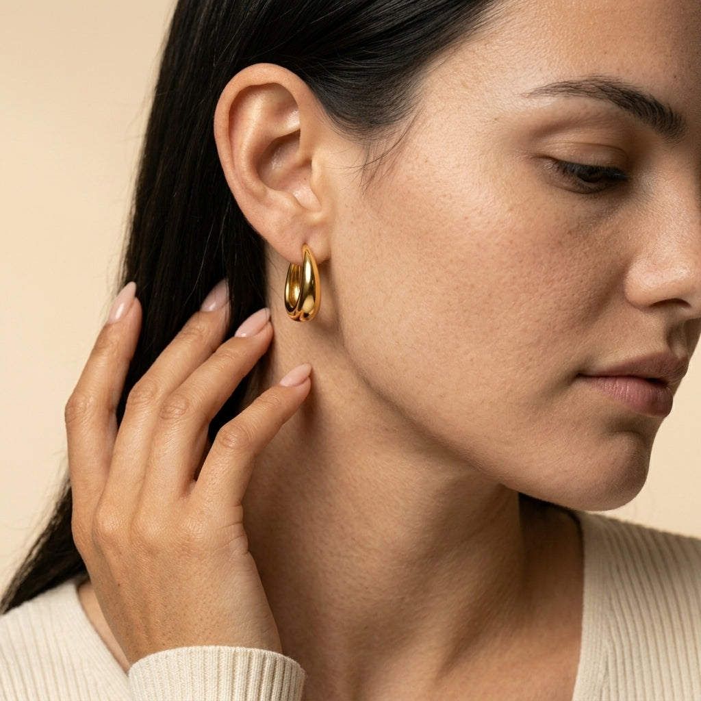 Women's Polished Dome Huggie Hoop Earrings