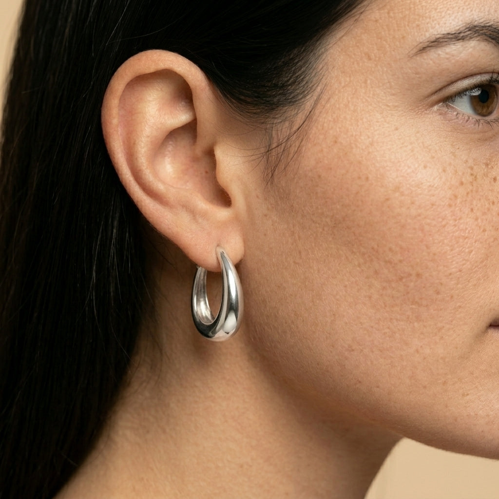 Women's Polished Dome Huggie Hoop Earrings