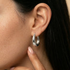Women's Polished Dome Huggie Hoop Earrings