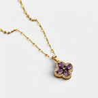 Women's Purple Stone Clover Necklace