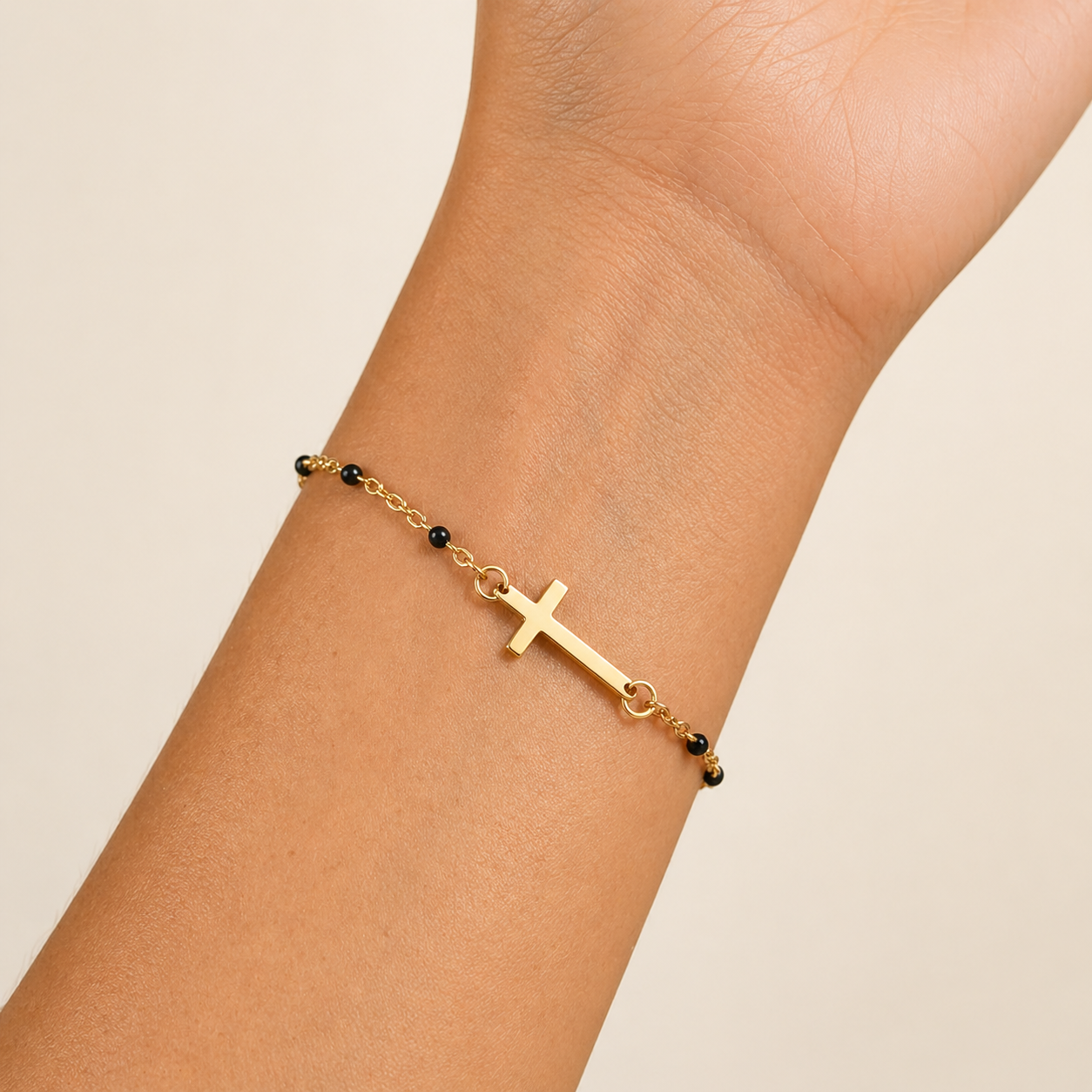 Women's Beaded Cross Station Bracelet