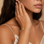Women's Beaded Cross Station Bracelet