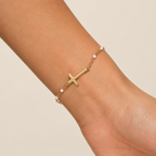 Women's Beaded Cross Station Bracelet