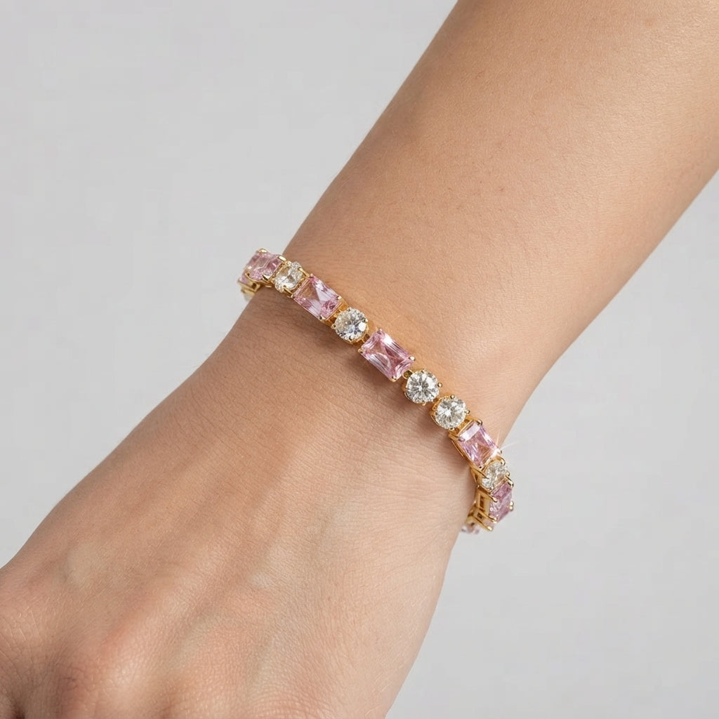Women's Rectangular Stone Tennis Bracelet
