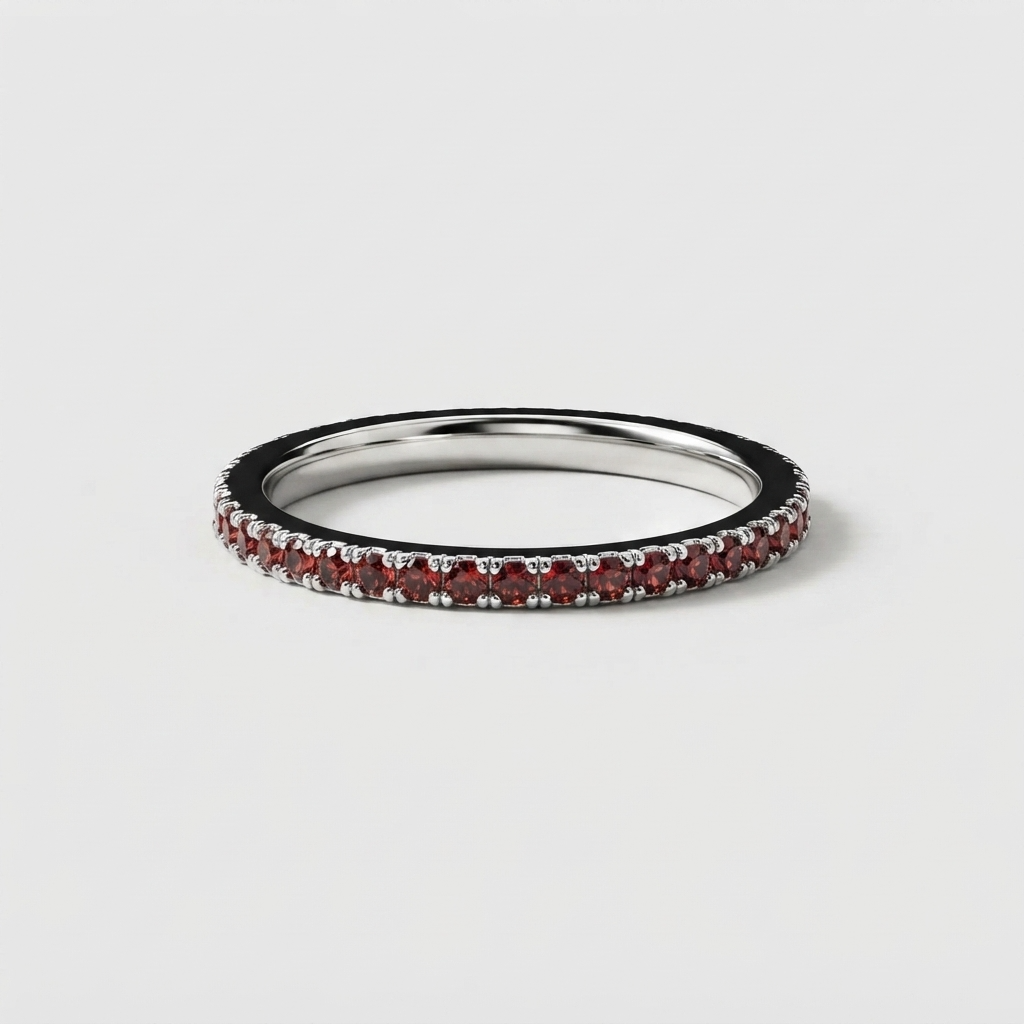 Women's Red Stone Band Ring