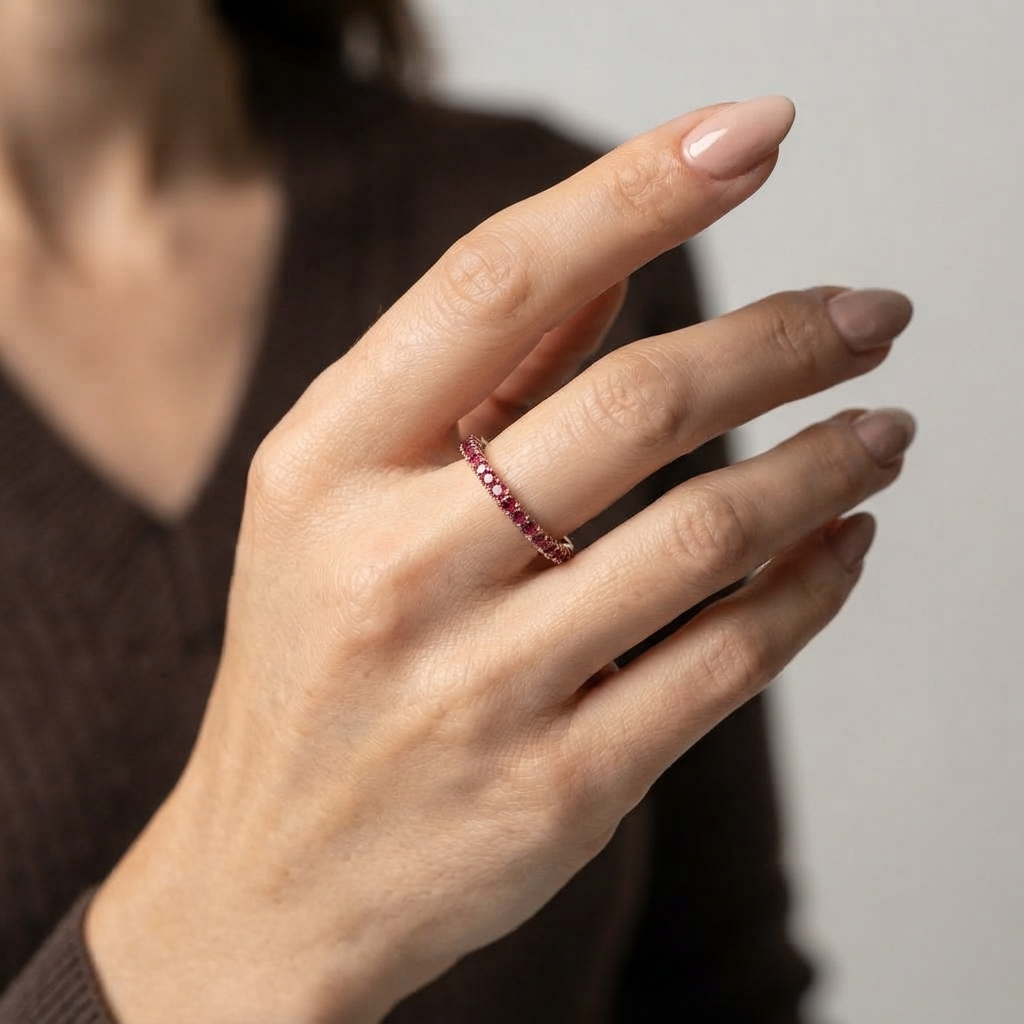 Women's Red Stone Band Ring