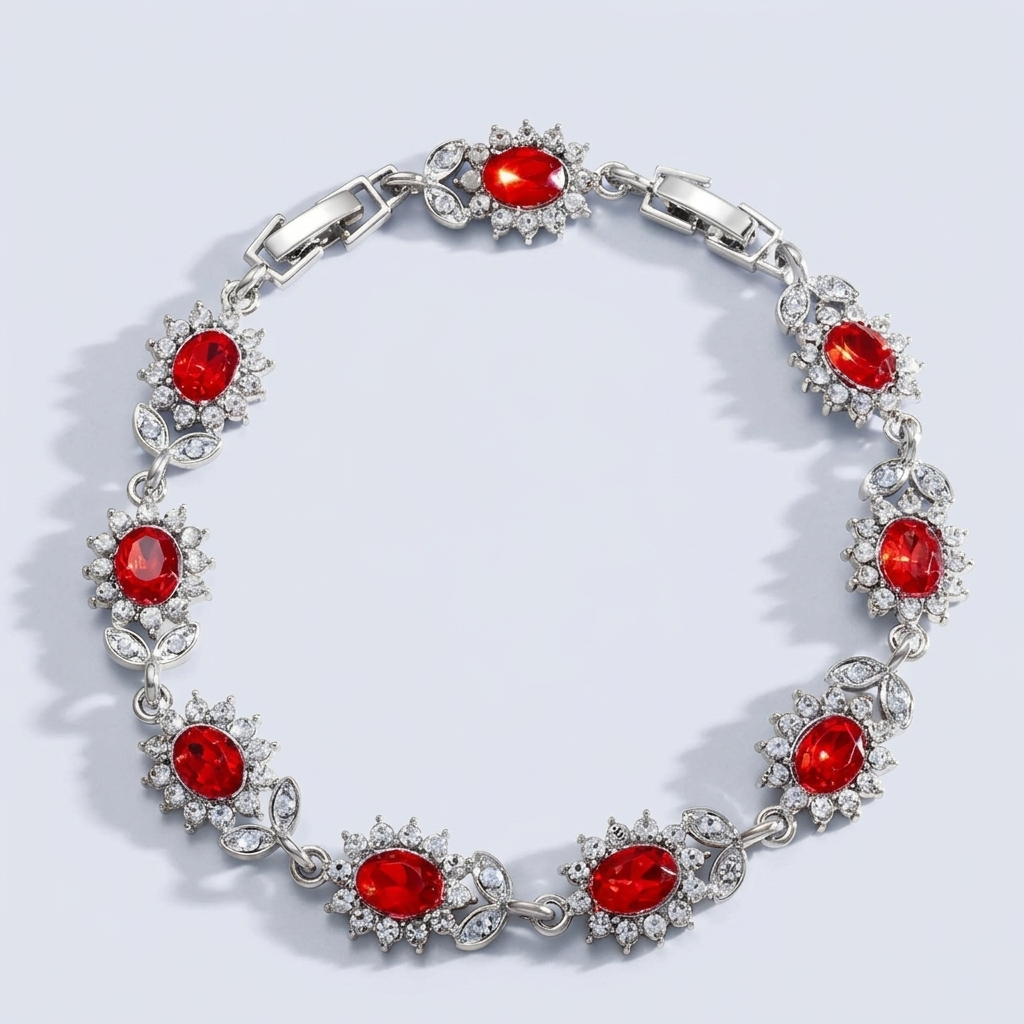Women's Red Stone Cluster Bracelet
