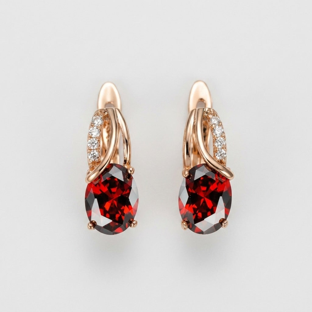 Women's Red Stone Drop Earrings