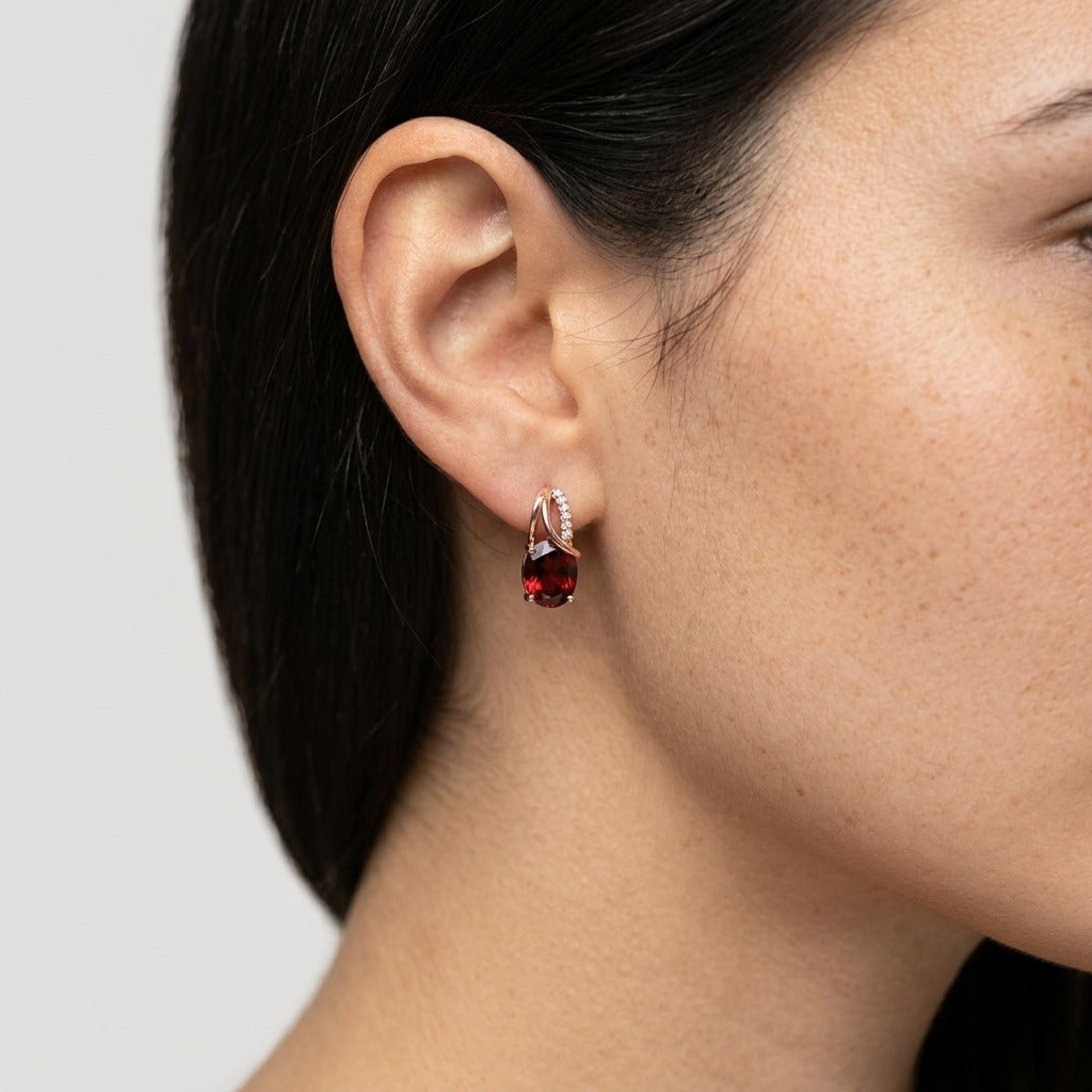 Women's Red Stone Drop Earrings