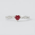 Women's Red Stone Heart Ring