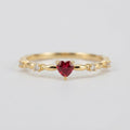 Women's Red Stone Heart Ring