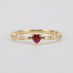 Women's Red Stone Heart Ring