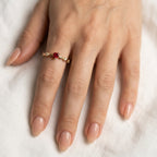 Women's Red Stone Heart Ring