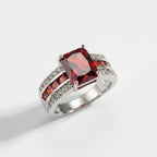 Women's Red Stone Pave Ring