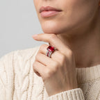 Women's Red Stone Pave Ring