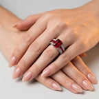Women's Red Stone Pave Ring