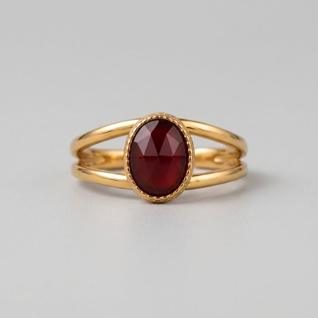 Women's Red Stone Split Band Ring