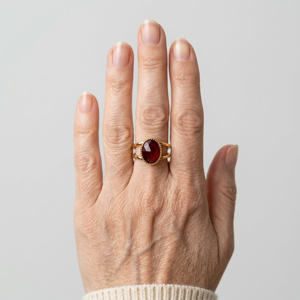 Women's Red Stone Split Band Ring