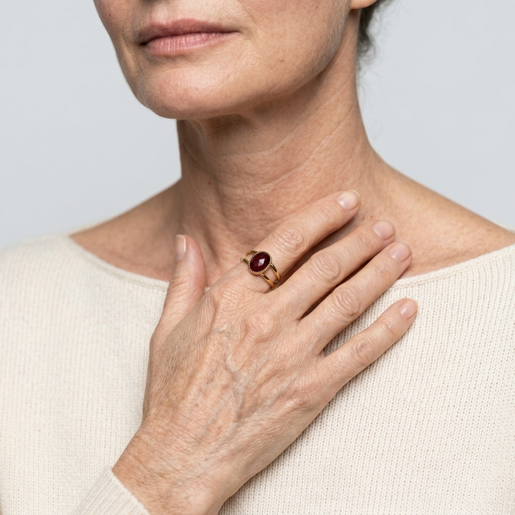 Women's Red Stone Split Band Ring