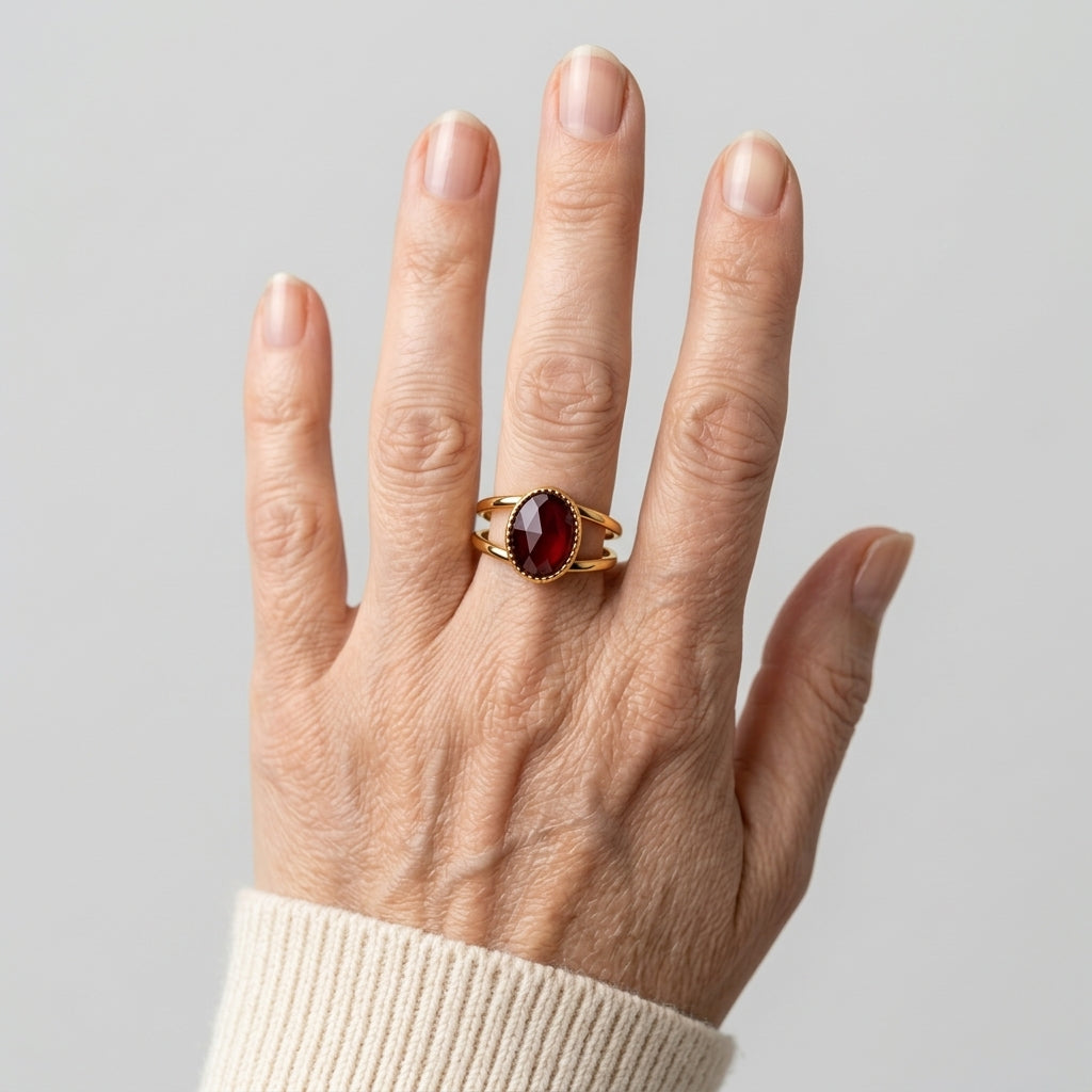 Women's Red Stone Split Band Ring
