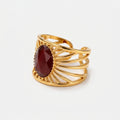 Women's Red Stone Sunburst Ring