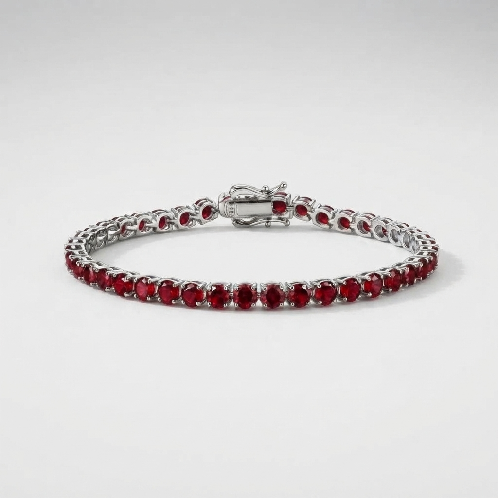 Women's Red Stone Tennis Bracelet