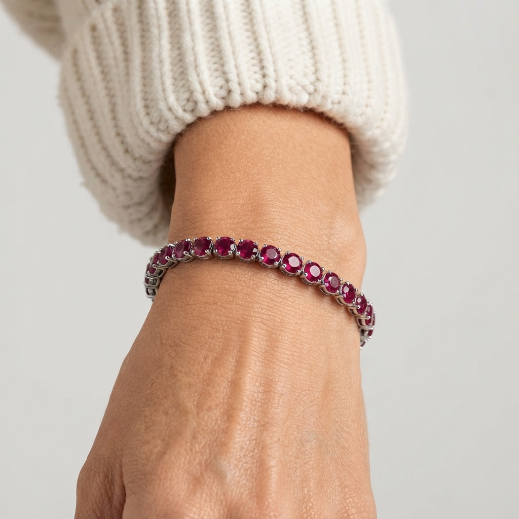 Women's Red Stone Tennis Bracelet