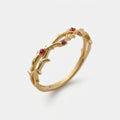 Women's Red Stone Textured Band Ring