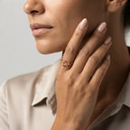 Women's Red Stone Textured Band Ring