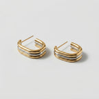 Women's Ribbed Hoop Earrings