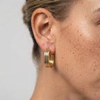 Women's Ribbed Hoop Earrings