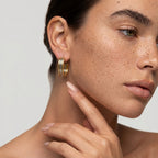 Women's Ribbed Hoop Earrings