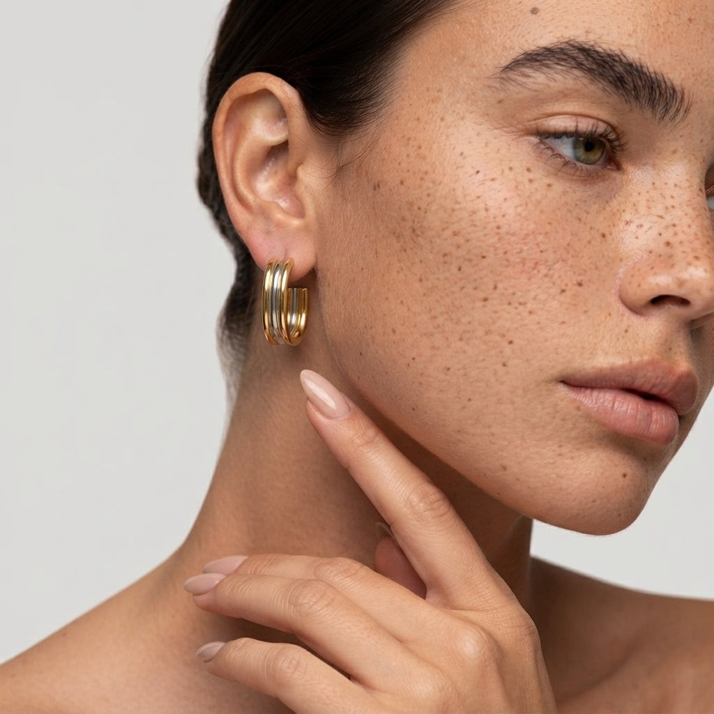 Women's Ribbed Hoop Earrings
