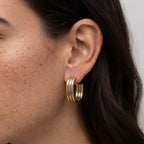 Women's Ribbed Hoop Earrings