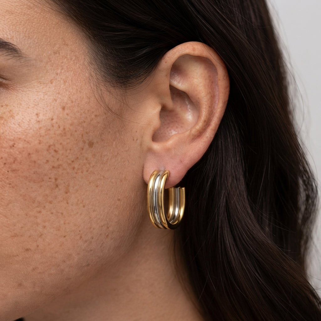 Women's Ribbed Hoop Earrings