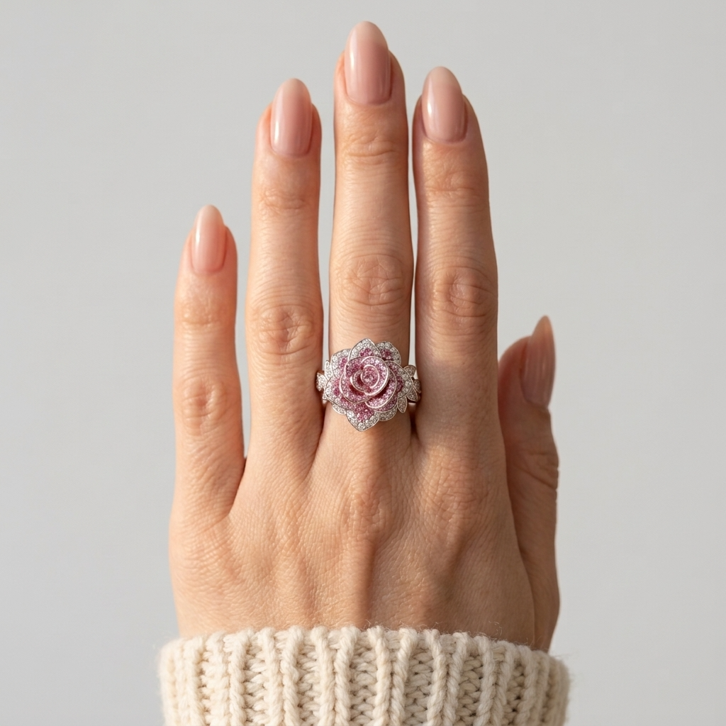 Women's Rose Enamel Ring