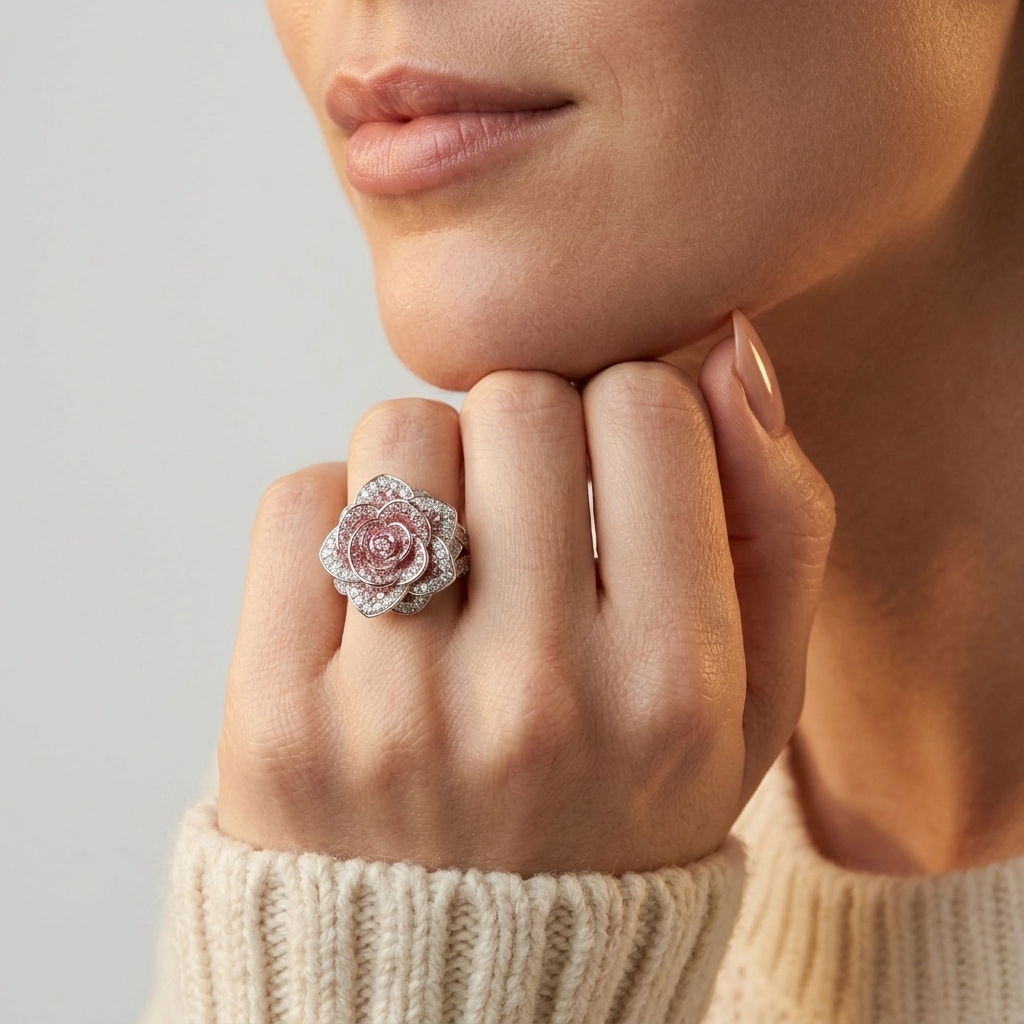 Women's Rose Enamel Ring