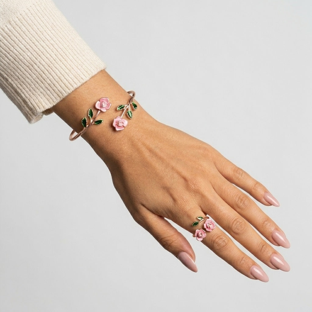 Women's Rose Flower Jewellery Set