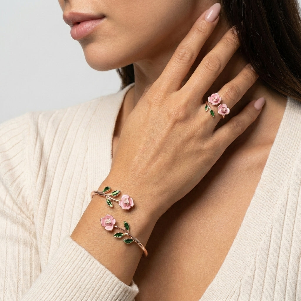 Women's Rose Flower Jewellery Set